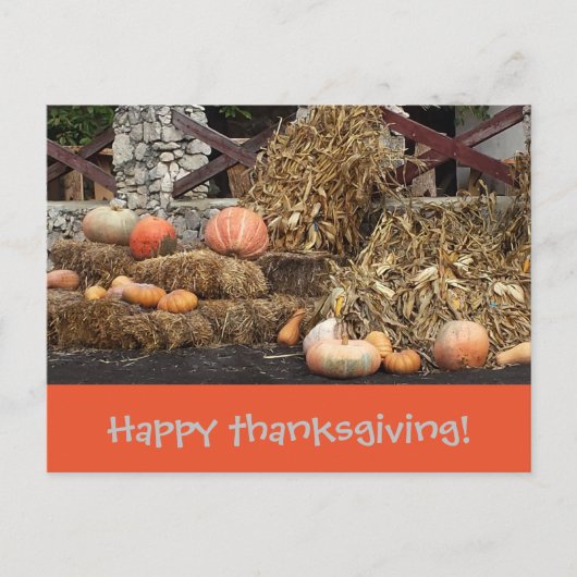 Thanksgiving Oranje pompoen rustiek Briefkaart (Voorkant)