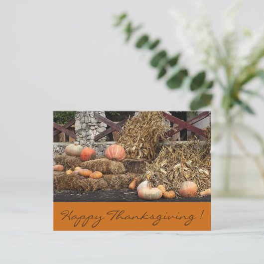 Thanksgiving Oranje pompoen rustiek Briefkaart (Staand voorkant)