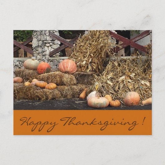 Thanksgiving Oranje pompoen rustiek Briefkaart (Voorkant)