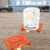 Thanksgiving oranje pompoenboog handgetekend kartonnen onderzetters