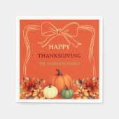Thanksgiving oranje pompoenboog handgetekend servet (Voorkant)