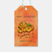Thanksgiving Oranje pompoenen Cadeaulabel (Voorkant)