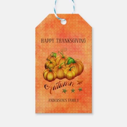 Thanksgiving Oranje pompoenen Cadeaulabel (Voorkant)