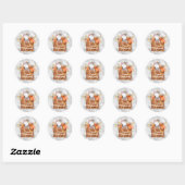 Thanksgiving Oranje pompoenen Cat Floral Ronde Sticker (Vel)