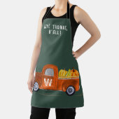 Thanksgiving Oranje Pompoenen Truck Fun Monogram Schort (Insitu)