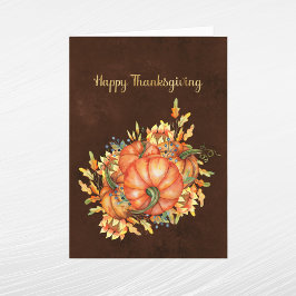Thanksgiving Oranje Pompoenen Zonnebloem Boeket Feestdagen Kaart