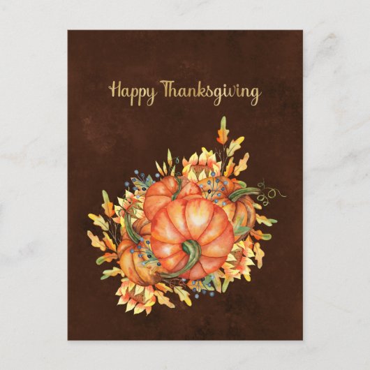 Thanksgiving Oranje pompoenen Zonnebloem Bouquet Feestdagenkaart (Voorkant)