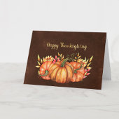 Thanksgiving Oranje Pumpkins Floral Feestdagen Kaart