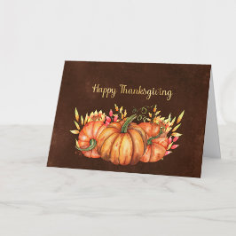 Thanksgiving Oranje Pumpkins Floral Feestdagen Kaart