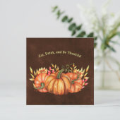 Thanksgiving Oranje Pumpkins Floral Kaart (Staand voorkant)