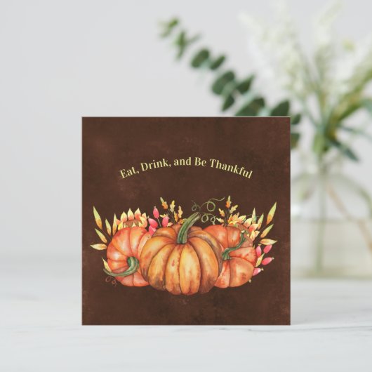 Thanksgiving Oranje Pumpkins Floral Kaart (Staand voorkant)