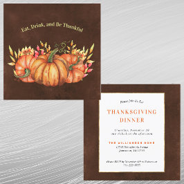 Thanksgiving Oranje Pumpkins Floral Kaart