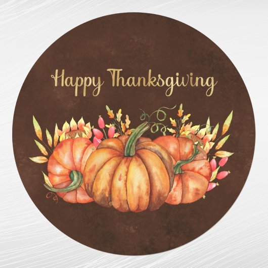 Thanksgiving Oranje Pumpkins Floral Ronde Sticker