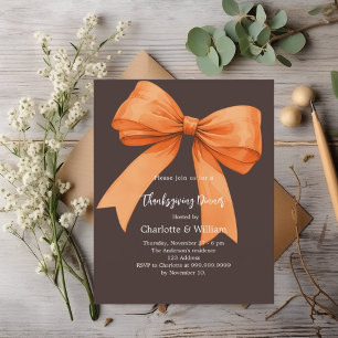 Thanksgiving oranje strik Bister Brown uitnodiging