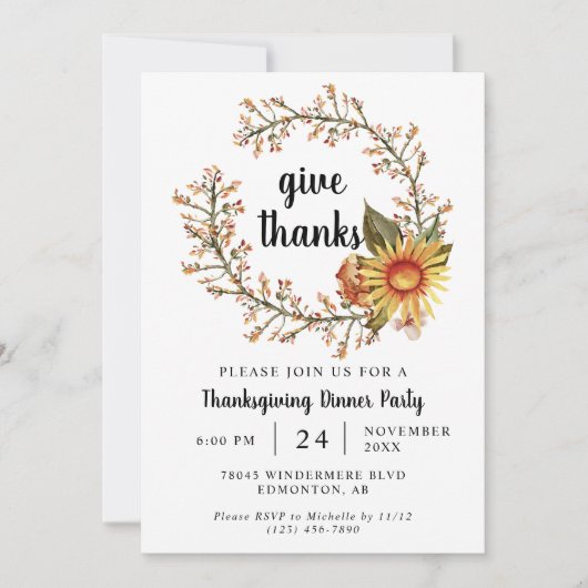 Thanksgiving Oranje ventilatorkleppen  Kaart (Voorkant)