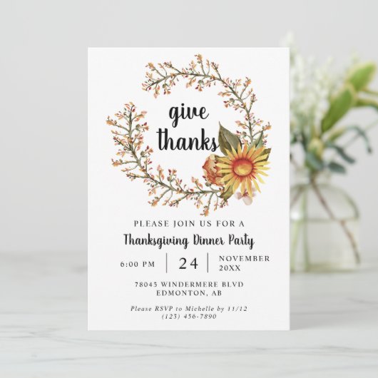 Thanksgiving Oranje ventilatorkleppen  Kaart (Staand voorkant)