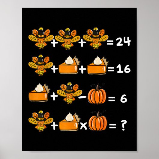 Thanksgiving Orde van Operaties Wiskunde Docent Qu Poster (Voorkant)
