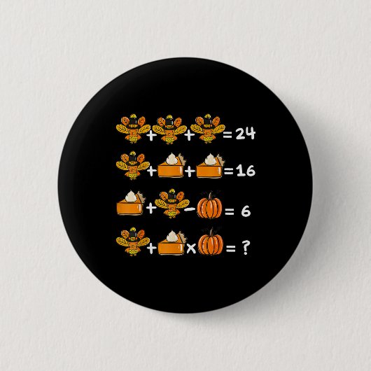 Thanksgiving Orde van Operaties Wiskunde Docent Qu Ronde Button 5,7 Cm (Voorkant)