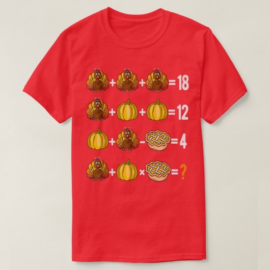 Thanksgiving Orde van Verrichtingen Quiz Wiskunde T-shirt (Design voorkant)