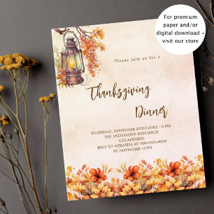 Thanksgiving Organge Flower Budget Uitnodiging