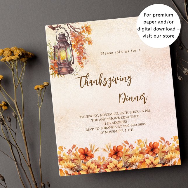 Thanksgiving Organge Flower Budget Uitnodiging (Creator heeft geüpload)