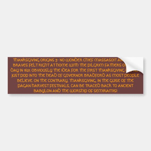 Thanksgiving ORIGINS 3 Bumpersticker (Voorkant)