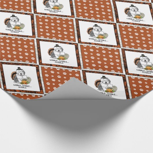Thanksgiving Oude Engelse Sheepdog (grijs 1) Fun Cadeaupapier (Hoek)