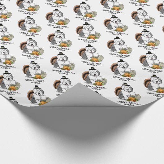 Thanksgiving Oude Engelse Sheepdog (grijs 1) Fun Cadeaupapier (Hoek)