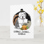 Thanksgiving Oude Engelse Sheepdog (grijs 1) Fun Kaart (Gele Bloem)