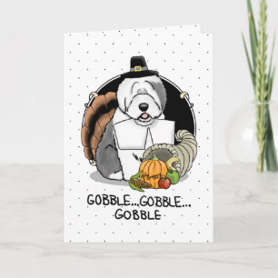 Thanksgiving Oude Engelse Sheepdog (grijs 1) Fun Kaart