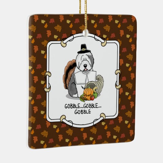 Thanksgiving Oude Engelse Sheepdog (grijs 1) Fun Keramisch Ornament (Rechts)