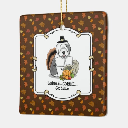 Thanksgiving Oude Engelse Sheepdog (grijs 1) Fun Keramisch Ornament (Links)