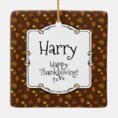 Thanksgiving Oude Engelse Sheepdog (grijs 1) Fun Keramisch Ornament (Achterkant)