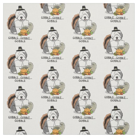 Thanksgiving Oude Engelse Sheepdog (grijs 1) Fun Stof (Swatch)