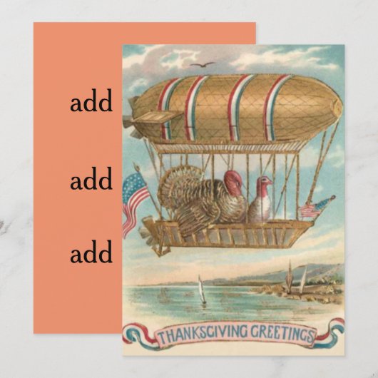 Thanksgiving over de VS-vlag van Hot Air Feestdagenkaart (Voorkant / Achterkant)