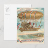 Thanksgiving over de VS-vlag van Hot Air Feestdagenkaart (Voorkant / Achterkant)