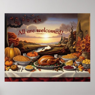 Thanksgiving overvloed (alle zijn welkom) Poster