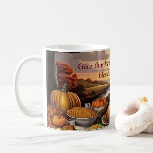 Thanksgiving Overvloed Koffie Mok (Met donut)