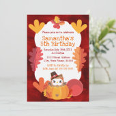 Thanksgiving Owl Birthday Waterverf Kawaii Kaart (Staand voorkant)