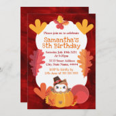 Thanksgiving Owl Birthday Waterverf Kawaii Kaart (Voorkant / Achterkant)