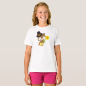 Thanksgiving Owl, bruine roeien, pelgrim Pet, vent T-shirt (Voorkant volledig)