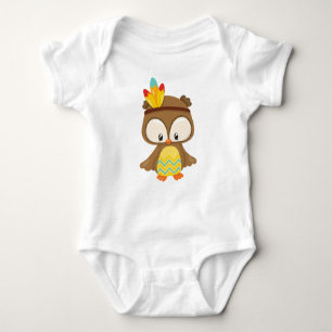 Thanksgiving Owl, bruine roeien, verkuilen, veren Romper