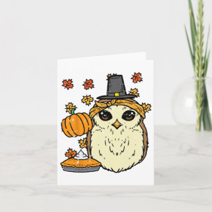 Thanksgiving Owl Pilgrim Cute Herfst Autumn Women Kaart