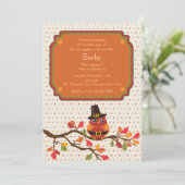 Thanksgiving Owl Uitnodiging (Staand voorkant)