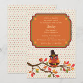 Thanksgiving Owl Uitnodiging (Voorkant / Achterkant)