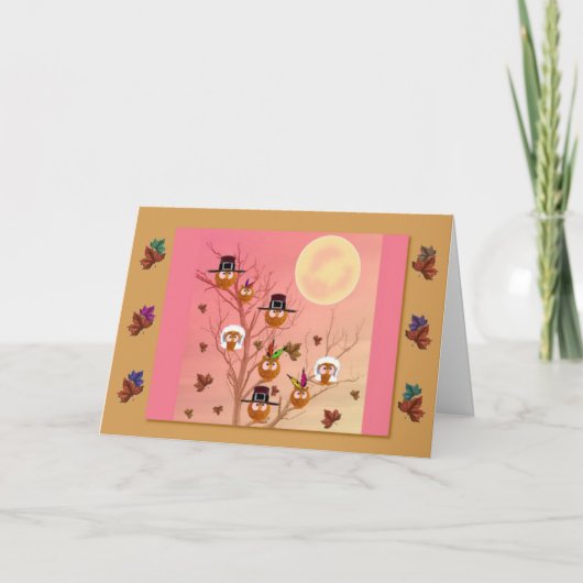 Thanksgiving Owls template card Feestdagen Kaart (Voorkant)