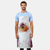 Thanksgiving Paarse bloemenpompoen Schort (Gedragen)