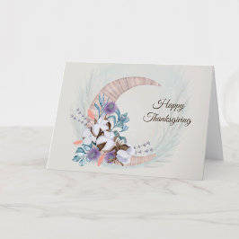 Thanksgiving Paarse Distel Katoen Maan Bloem Feestdagen Kaart