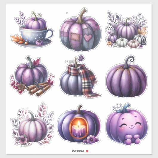 Thanksgiving Paarse Pompoen Stickerblad Sticker (Vel)