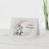 Thanksgiving Paarse Thistle Cotton Moon Floral Feestdagen Kaart (Voorkant)